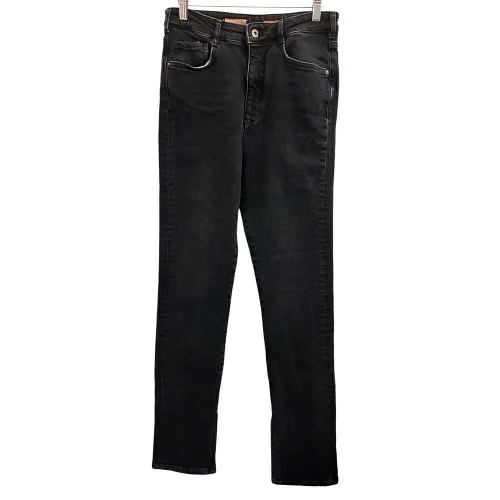 Pilcro high-rise slim jeans with ankle slits 29 black wash denim